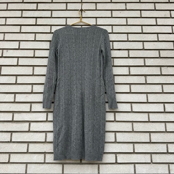 Sutton Studio 100% Cashmere Gray Cable Knit Sweater Dress Fisherman Classic - Picture 7 of 8